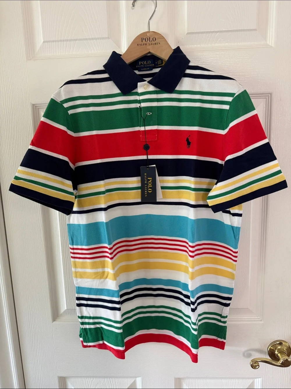 Polo by Ralph Lauren Multi-Striped Pique/Mesh Shirt